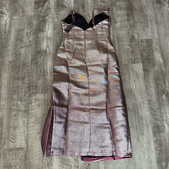 Lulu’s Flashy Fixation Pink Iridescent Metallic Midi Dress - Picture 6 of 7
